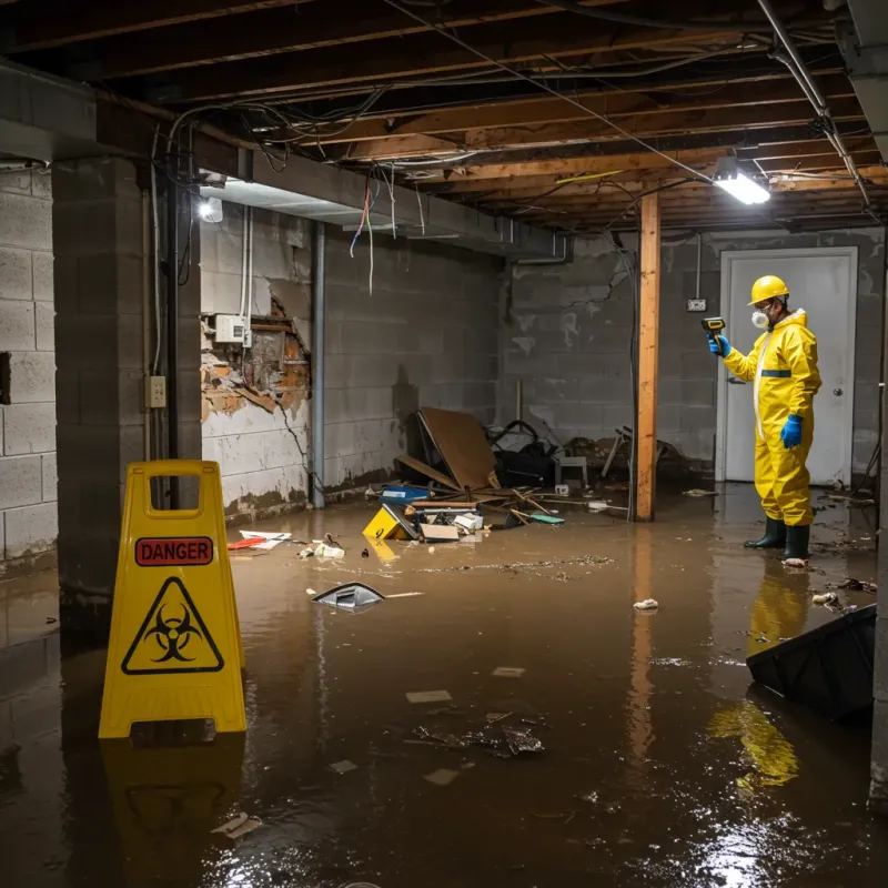 Flooded Basement Electrical Hazard in Spurgeon, TN Property